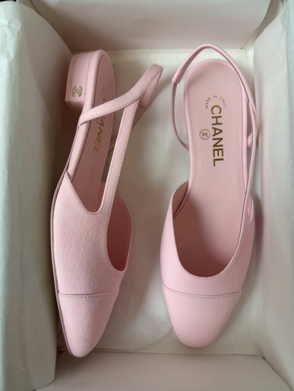Chanel Pink Denim Slingbacks | Sizes 37, 38
